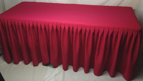 6' ft. Fitted Polyester Double Pleated Table Skirt Cover w/Top Topper Hot Pink - Picture 2 of 2