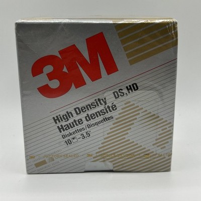 3M High Density DS, HD 3.5'' Diskettes Box of 10 Floppy Disks Brand New Sealed