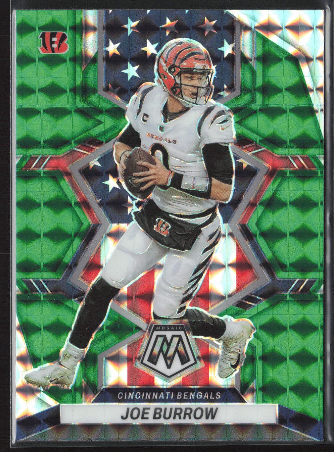 2022 Panini Mosaic #255 Joe Burrow Green Prizm