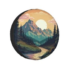 Spare Tire Cover for RV Camper Trailer Mountains 15 inch Mountains Sunset