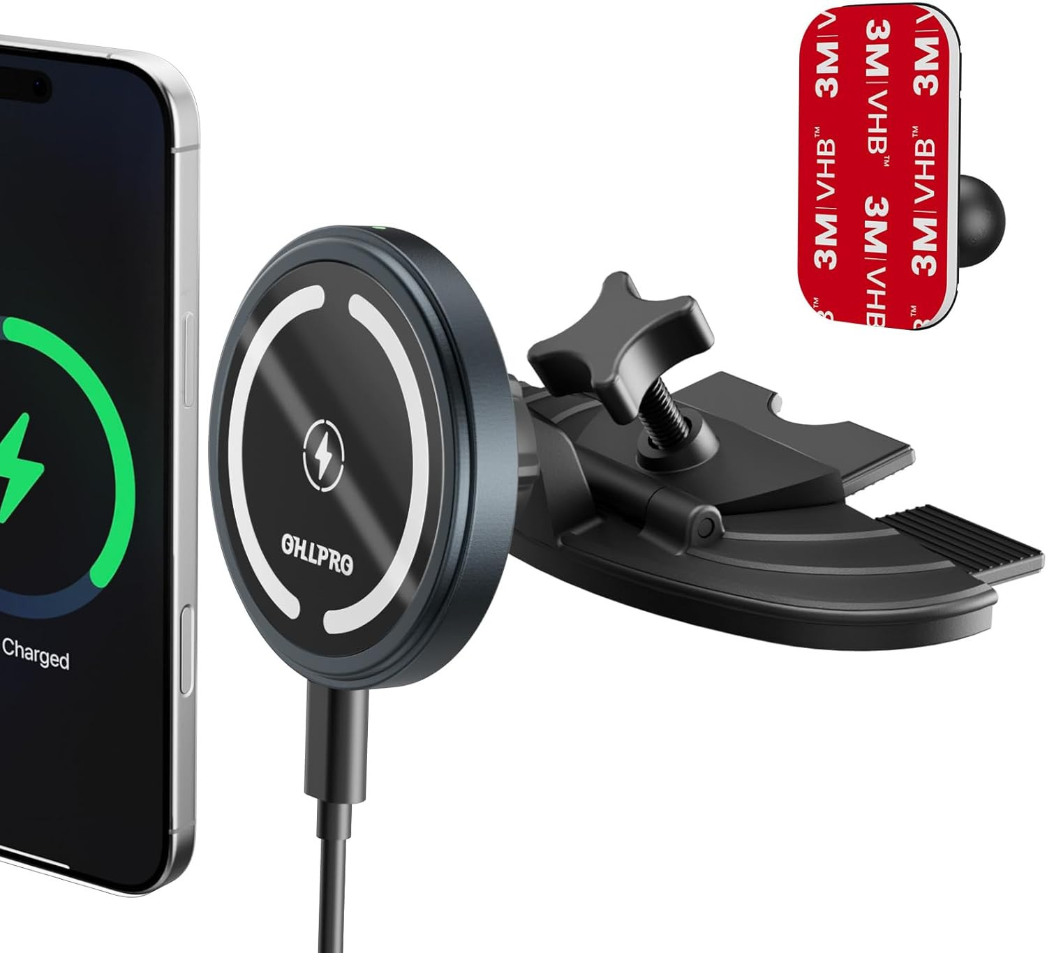 OHLPRO Magsafe Car Mount Charger for Iphone 17, 15W Fast Wireless Charging, Magn