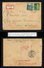 1943 Germany Occ Poland Cover To Portugal Mix Franking Sprawdzono w Kartoce H/S
