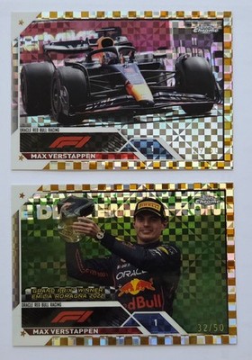 2023 Topps Chrome Formula One Base Gold Checker Flag X-fractors /50 - singles