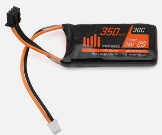 Spektrum RC 2S LiPo 30C Battery Pack (7.4V/350mAh) w/PH2.0 Connector For SCX24