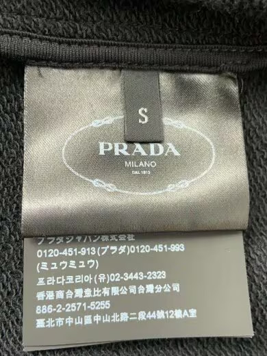 PRADA Triangle Cropped Zip Hoodie/ Size S/ Cotton/ Black/ Solid Color/ 138590 R2 thumbnail 4