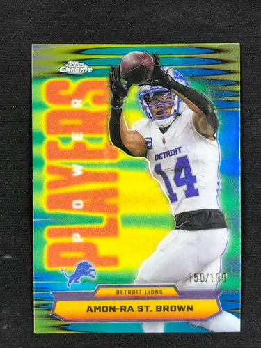 2025 Topps Chrome Power Players Aqua #PP-26 Amon-Ra St. Brown /199 Lions YT92