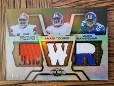 2008 Topps Triple Threads Relics Combos Gold Edwards/Toomer/Manningham 2/6!!!!!!