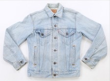 Rare VTG LEVIS Red Tab Denim Jean Trucker Jacket 90s Made In USA Light Blue Wash
