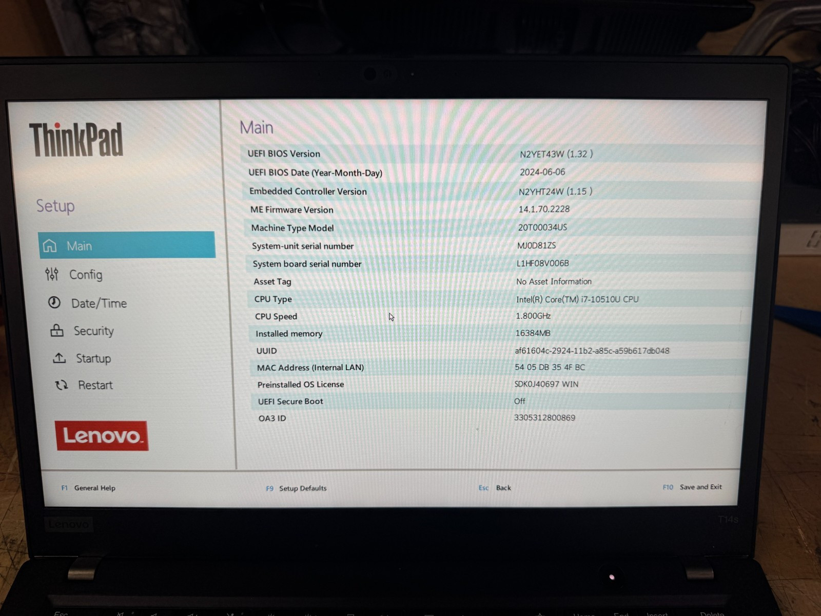 Lenovo ThinkPad T14s, 14-Inch Laptop, with Intel Core i7 10th Gen., No OS