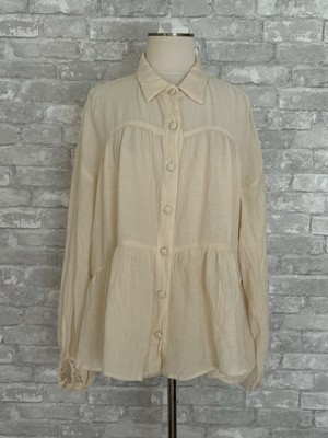 Sabo Huxley Blouse 8 NWT in Cream Boho Peasant Top Lightweight Crepe Button Down