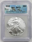 2006 Silver Eagle $1 MS 70 ICG First Day of Issue 1 oz Silver