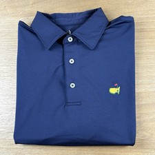 Masters Tech Polo Shirt Mens Medium M Navy Blue Solid Golf Augusta National Golf