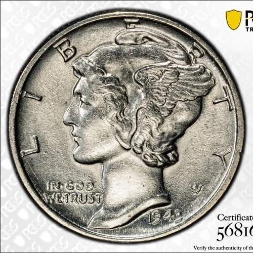 1943-P Mercury Dime – PCGS AU58