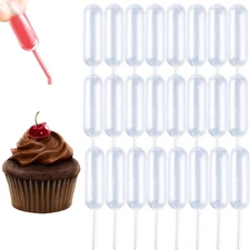 moveland 4ml Plastic Cupcake Pipettes Squeeze Syringes, 50 Pcs Clear