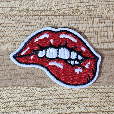   LIP BITE   RED LIPS BITING P132 PATCH BADGE EMBROIDERY