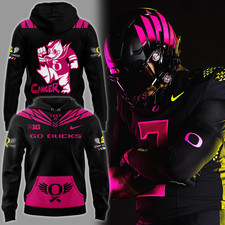 Oregon Duck Breast Cancer Awareness 3D Black Hoodie