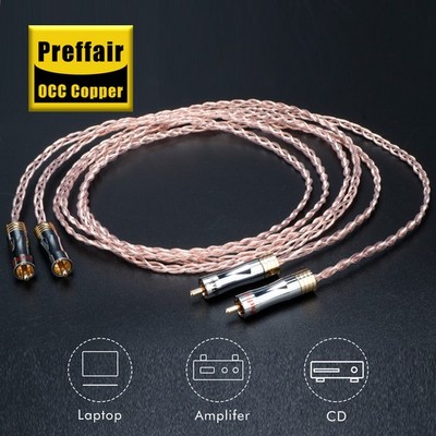 pair 5N OCC Copper Wire Gold Plated Plug HIFI Signal Interconnect RCA Cable Wire