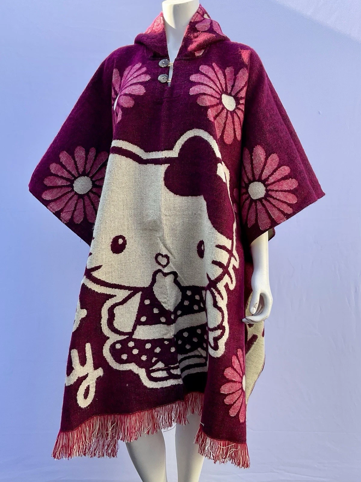 Style Alpaca Cape, Hello Kitty, Handmade By Indigenous Hand, Soft & Warm