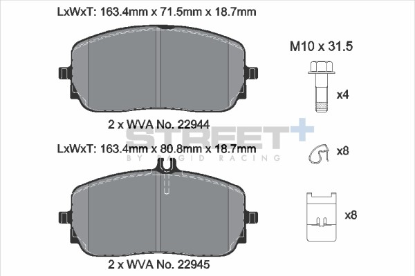 Pastiglie Freni MERCEDES-BENZ A-CLASS (W177) A 160 (177.082) Anno 06/18 kW 80 CV