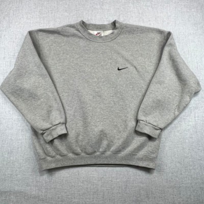 Vintage 90s Nike Swoosh Sweatshirt Mens L Gray Embroidered Logo 