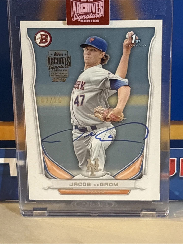 2019 Topps Archives Signature Series JACOB DeGROM 2013 1st Bowman Buyback AU /20 - Image 3 of 4