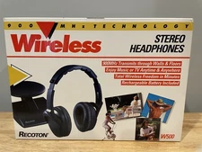 VTG Recoton W500 Wireless Stereo Headphones 1996 Complete in Box, Powers On