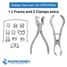12 Pcs Rubber Dam Set with Frame Punch Clamps | BusinessMed Instruments