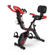 pooboo Folding Exercise Bike, Foldable Upright Stationary Bike, Indoor Cyclin...