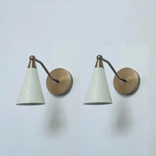 Pair Brass Wall Sconce Italian Style Stilnovo Bathroom Lamp Diabolo Wall Light