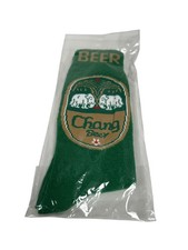 Chang Beer Green Knit Crew Socks Thai Brewery Logo Advertising Barware Promo