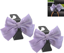 2 Pack Car Purse Hooks, Cute Bow Car Seat Headrest Hook Hanger for Purses and Ba