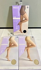 Silk Impressions Sheer Control Top Pantyhose XXXL Beige Black 6 Pairs New 3XL