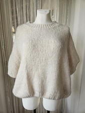 Kuscheliger Kurzarm Grobstrickpulli in Creme
