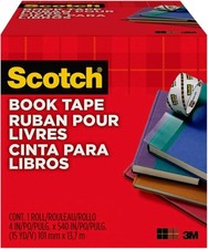 Scotch Book Tape, 4 in x 540 in, Excellent for 4 Inches x 15 Yards, White