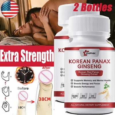 Korean Red Panax Ginseng 120 Capsules - 1600mg Extra Strength NON-GMO No Fillers