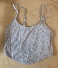 Women  s Colsie Gray Tank Corset Ribbed Size Small