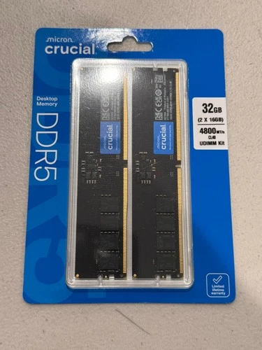Crucial CT2K16G48C40U5 32GB 2x16GB DDR5 4800MHz PC5 38400 CL40 Desktop RAM