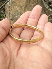 Antique 14k Gold Filled Victorian Child's Bangle Bracelet Floral Engraved 4.5grm