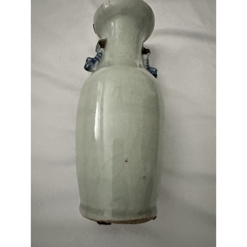 Antique Chinese Porcelain Vase With Blue Floral Design Crackle Glaze And Decorat - Picture 5 of 11
