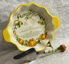 Temp-tations Pumpkin Pie Plate with Decorative Server Pre-Owned