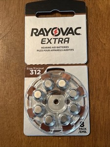NEW! Rayovac Extra - 312 Size Hearing aid batteries Zinc - Use By 2027