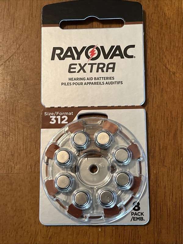 NEW! Rayovac Extra - 312 Size Hearing aid batteries Zinc - Use By 2027