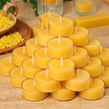 20 Packs Beeswax Tealight Candles Bulk,4 Hours 100 Pure Beeswax Tea Lights Cand