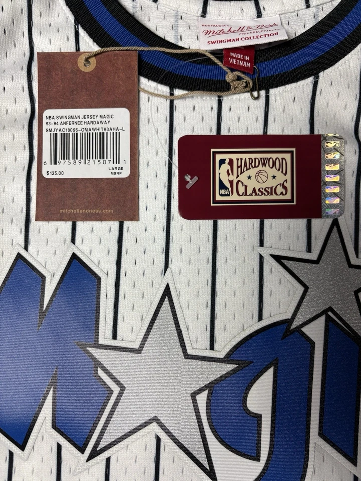 MITCHELL & NESS PENNY HARDAWAY L ORLANDO 魔术 $135 全新带标签 SWINGMAN HWC NBA 白色 — 第 2/4 张图片