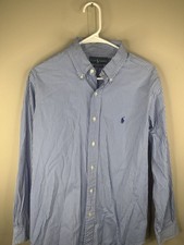 Ralph Lauren Shirt Mens 16 32/33 Blue White Stripe Classic Fit Button Down