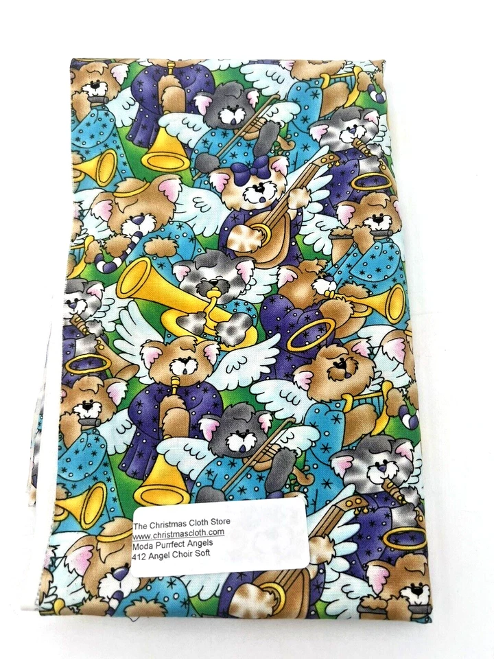 3 Pc KidStuff Purr-fectly Angelic Moda Fabrics Cotton Fabric 45"W 2 Yd Total NEW - Image 2 of 4