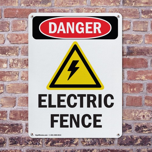 (2 Pack) Electric Fence OSHA Danger Sign Decal Metal Plastic - 第 4/23 張圖片