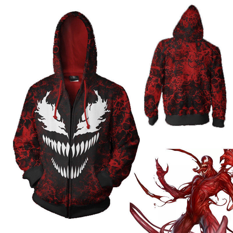 Cosplay New Venom Spider-Man Hoodie Pullover Cool Coat Jacket Sweatshirt  Tops