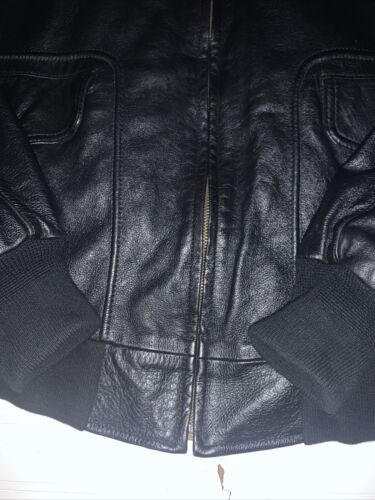 Active Aero Geroup Leather Bomber Jacket Black Motorcycle Men’s USA Jet Airline - Picture 3 of 20