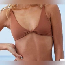 Toast Swim Free People Signature Knot Bikini Top in Doe (Camel Brown) Sz XL NWT